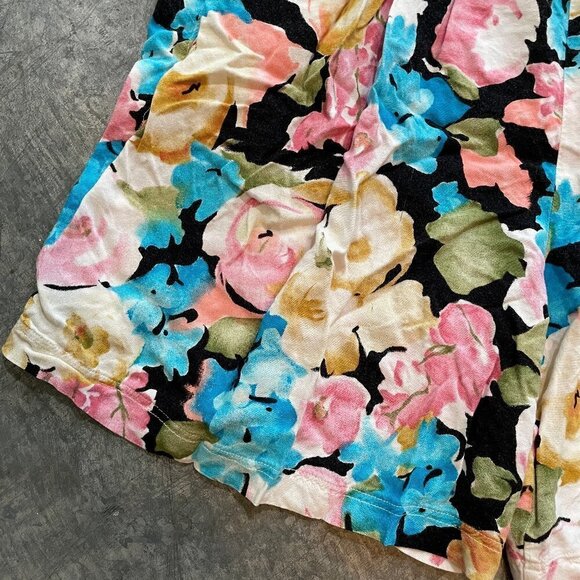 Vintage 80s Bugle Boy Anchor Blue Floral High Waisted Mom Shorts Womens Medium - Picture 6 of 12